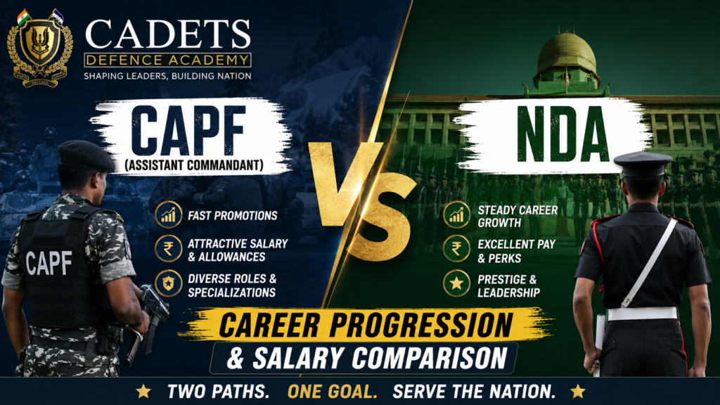 CAPF (Assistant Commandant) vs NDA: Career Progression & Salary Comparison