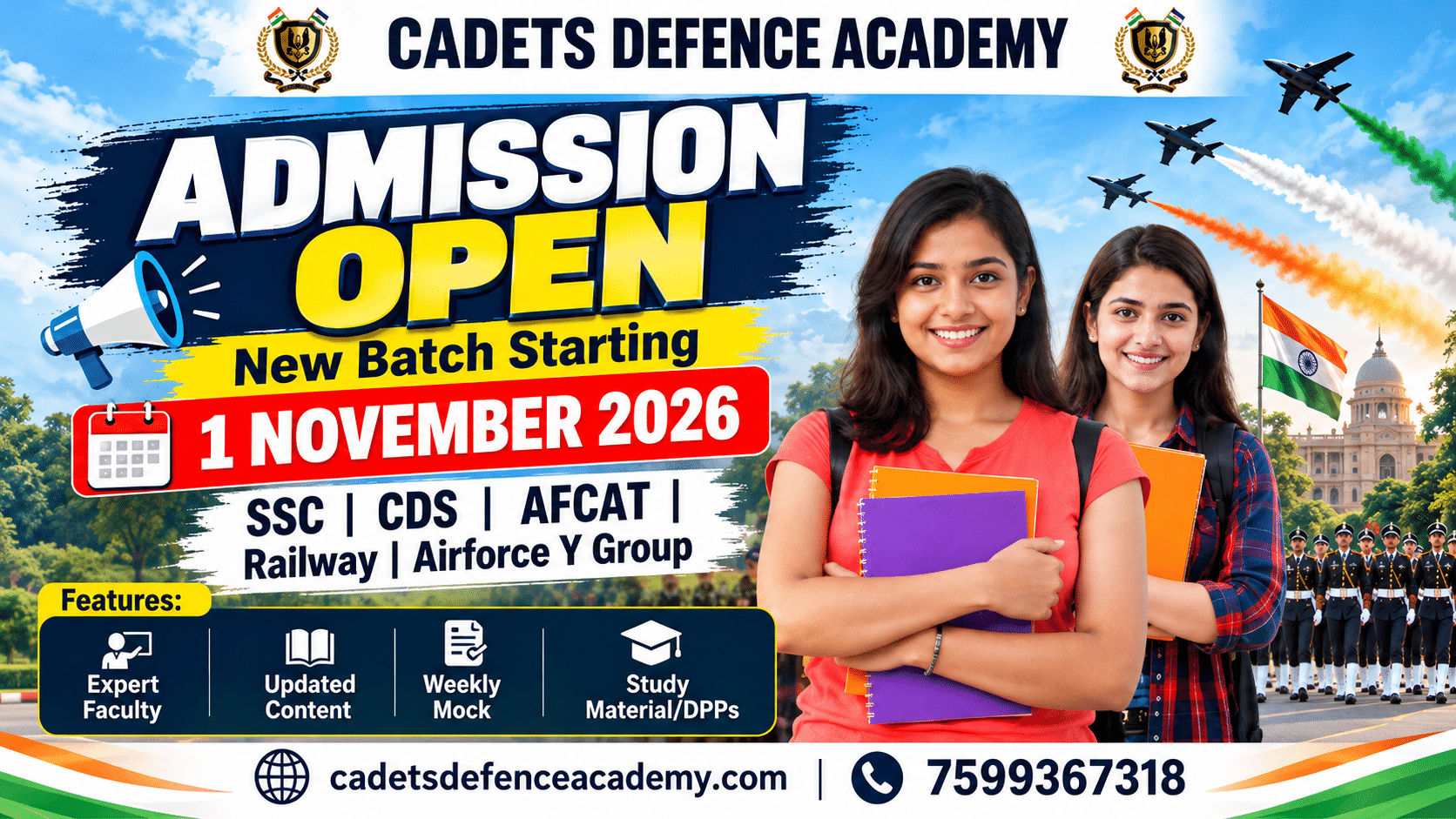 Cadets Defence Academy Admission Open